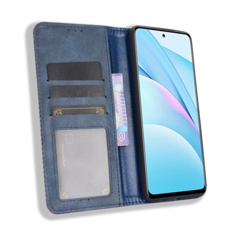 Чехол-книжка Magnetic Buckle Retro на Xiaomi Mi 10T Lite - синий