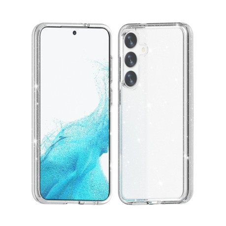 Противоударный чехол Terminator Style Glitter для Samsung Galaxy S24 5G - белый
