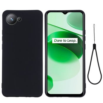 Силіконовий чохол Solid Color Liquid Silicone на Realme C30 - чорний