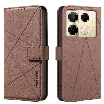 Чехол-книжка Geometric Pattern RFID Leather для Infinix Note 40 Pro 4G / 40 Pro+ 5G - коричневый