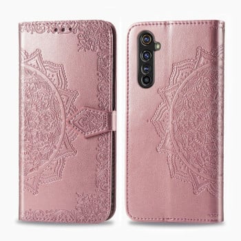 Чехол-книжка Mandala на Realme X50 Pro - розовое золото