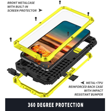 Противоударный металлический чехол R-JUST Dustproof на Samsung Galaxy S22 Plus 5G - желтый