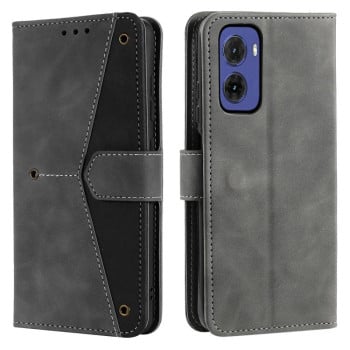 Чохол-книжка Nail Skin Feel Stitching Calf Texture Leather для Motorola Moto G05 - сірий