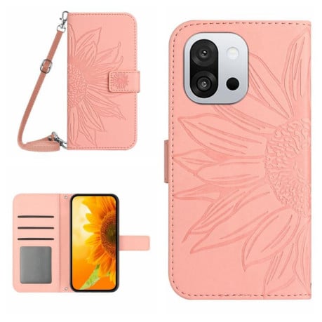 Чехол-книжка Skin Feel Sun Flower для OnePlus 13T - рожевий
