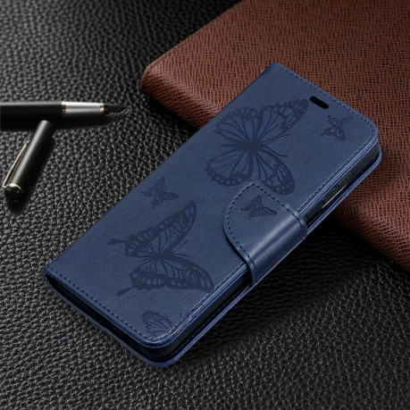 Чехол-книжка Butterflies Pattern на Samsung Galaxy S21 - синий