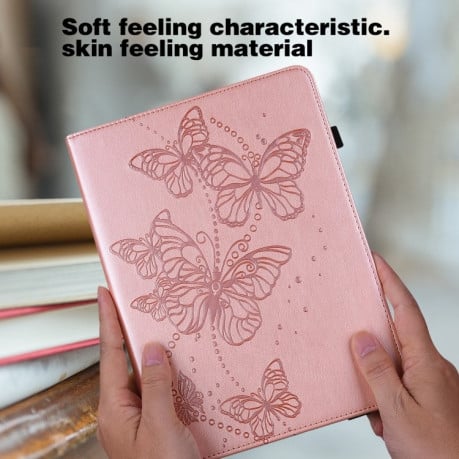 Чехол-книжка Butterfly Rose Embossed для Xiaomi Redmi Pad SE - розовый