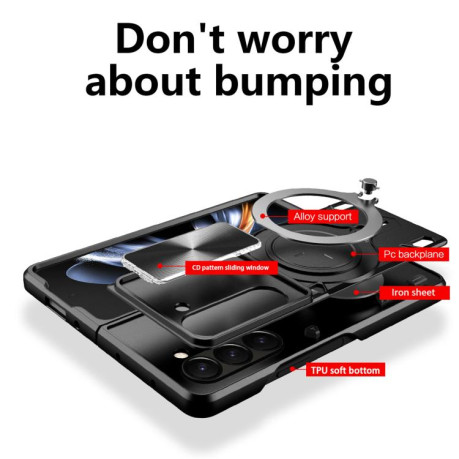 Противоударный чехол CD Texture Sliding Camshield Magnetic Holder на Samsung Galaxy Fold 7 5G - розовый