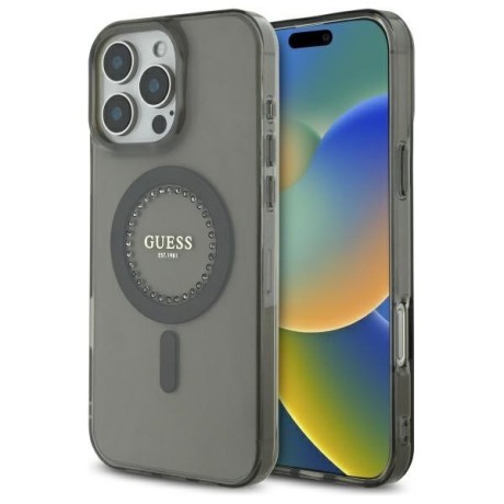Оригінальний чохол Guess IML Rhinestones MagSafe для iPhone 16 Pro Max - Black