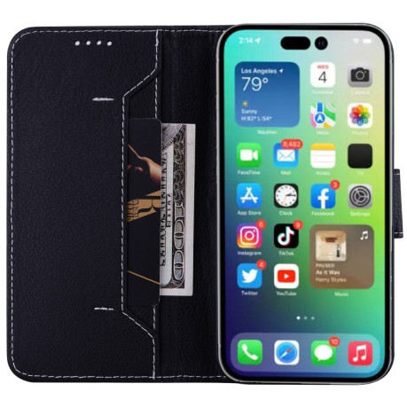 Чохол-книжка Litchi RFID для iPhone 14 Pro Max - чорний