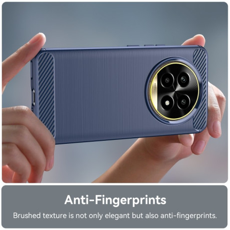 Протиударний чохол Brushed Texture Carbon Fiber на Realme 13 Pro+ 5G - синій