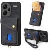 Противоударный чехол Retro Card Wallet Fold Leather для Xiaomi Redmi Note 13 Pro+ - черный