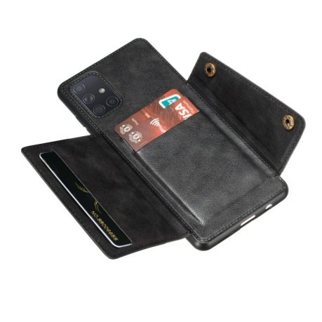 Противоударный чехол Magnetic with Card Slots на Samsung Galaxy A72 - черный