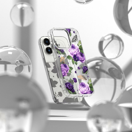 Противоударный чехол Ringke Fusion Design для iPhone 14 Pro - Purple rose