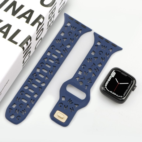Ремінець English Letters для Apple Watch Series 8 / 7 41mm / 40mm / 38mm - темно-синій