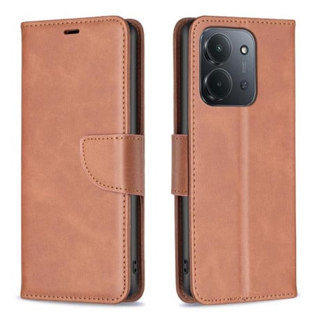 Чехол-книжка Lambskin Texture Pure Color на Xiaomi Redmi 15C 5G/4G EU 173mm/Poco C85 5G - коричневый