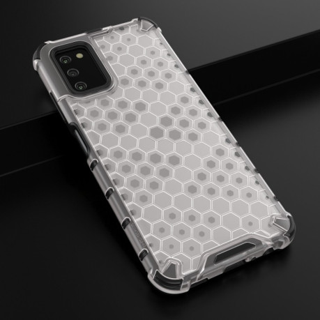 Противоударный чехол Honeycomb with Neck Lanyard для Samsung Galaxy A03s - белый