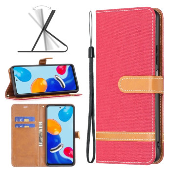 Чехол-книжка Color Matching Denim Texture для Xiaomi Redmi Note 12S 4G / Note 11 - красный