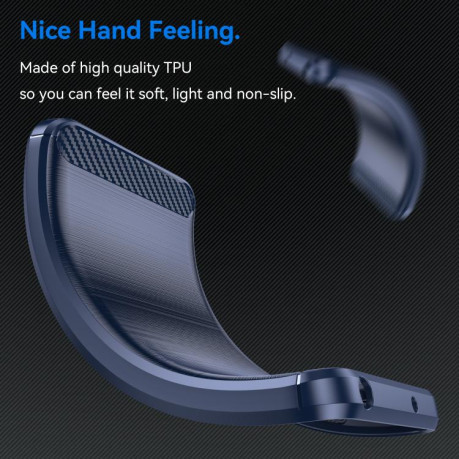 Противоударный чехол Brushed Texture Carbon Fiber на Motorola Edge 60 - синий