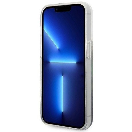 Оригінальний чохол Guess Flower Liquid Glitter на iPhone 14 Pro Max - blue