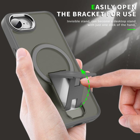 Противоударный чехол Acrylic Hybrid TPU MagSafe Holder для iPhone 16e - черный