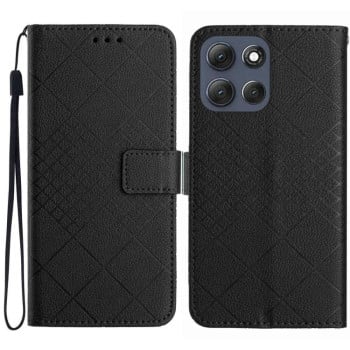 Чехол-книжка Rhombic Grid Texture для Motorola Moto G86 5G - черный