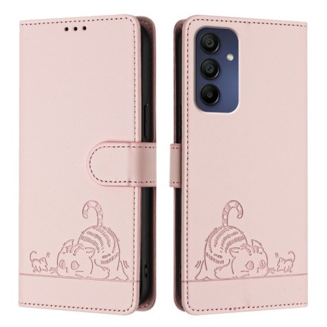 Чохол-книжка Cat Embossing Pattern для Samsung Galaxy A16 5G - рожевий