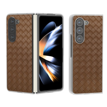 Протиударний чохол Woven Texture Frosted Translucent Frame для Samsung Galaxy Fold 6 5G - коричневий