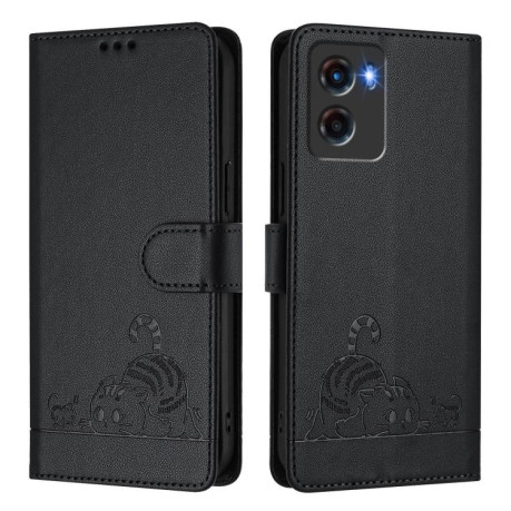 Чохол-книжка Cat Embossing Pattern на Motorola Moto G05 5G - чорний