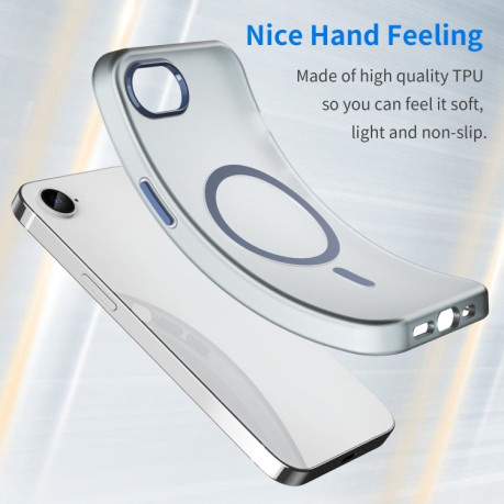Противоударный чехол MagSafe Frosted Translucent TPU + PC для iPhone 16e - синий