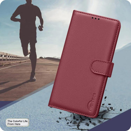 Чехол-книжка Litchi Texture RFID Anti-theft Leather для Redmi Tubo 5 / Poco X8 Pro 5G — красный
