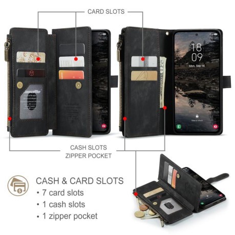 Чехол-кошелек CaseMe-C30 для Samsung Galaxy S25 5G - черный