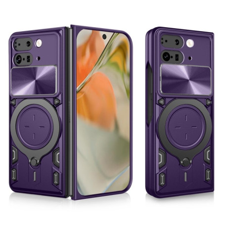 Протиударний чохол CD Texture Sliding Camshield Magnetic Holder для Google Pixel 9 Pro Fold - фіолетовий