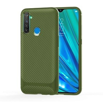 Протиударний чохол Carbon Fiber Texture Protective Case на Realme 5 Pro/Realme Q - зелений