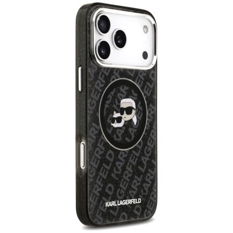 Оригинальный чехол Karl Lagerfeld IML Glitter Karl&amp;Choupette Heads Logo с MagSafe на iPhone 17 Pro Max - Black
