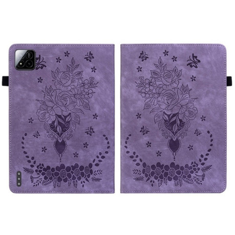 Чехол-книжка Butterfly Rose Embossed для Xiaomi Pad 7 / Pad 7 Pro - фиолетовый