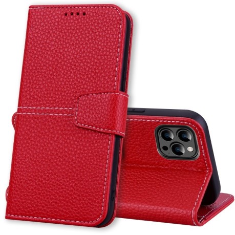 Чехол-книжка Litchi RFID Leather для iPhone 14 Pro - красный