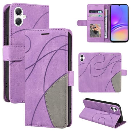 Чохол-книжка Dual-color Splicing Flip Leather на Samsung Galaxy A07 5G - фіолетовий