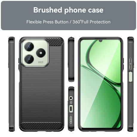 Протиударний чохол Brushed Texture Carbon Fiber на Realme C63 - чорний