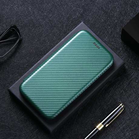 Чехол-книжка Carbon Fiber Texture на Samsung Galaxy M42 - зеленый