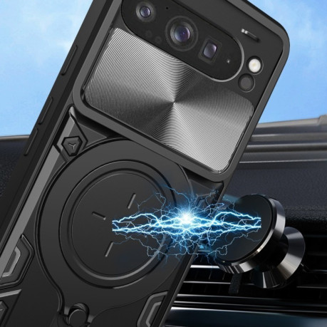 Протиударний чохол CD Texture Sliding Camshield Magnetic Holder для Google Pixel 9 Pro XL - червоний