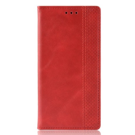 Чехол-книжка Magnetic Buckle Retro на Samsung Galaxy M32/A22 4G - красный