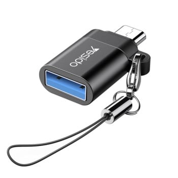 Адаптер Yesido GS07 Micro USB to USB 2 OTG Mini Connector Adapter with Keychain - чорний