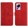 Чехол-книжка Skin Feel Butterfly Embossed для Xiaomi 13 Lite - красный