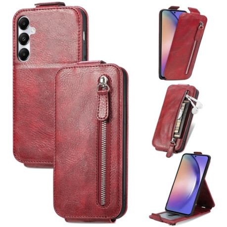 Флип-чехол Zipper Wallet Vertical для Samsung Galaxy A55 5G - красный