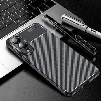 Ударозащитный чехол HMC Carbon Fiber Texture на Samsung Galaxy S25 Edge 5G - черный
