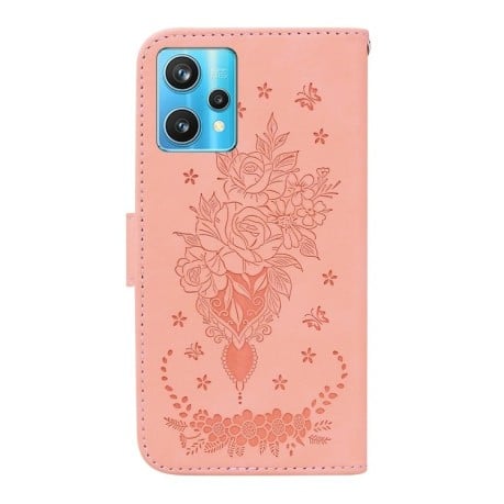 Чохол-книжка Butterfly Rose Embossed для Realme 9 Pro Plus/ Realme 9 4G - рожевий