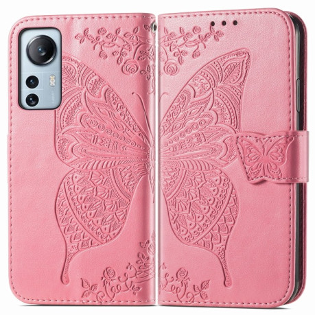 Чохол-книжка Butterfly Love Flower Embossed на Xiaomi 12 Lite - рожевий