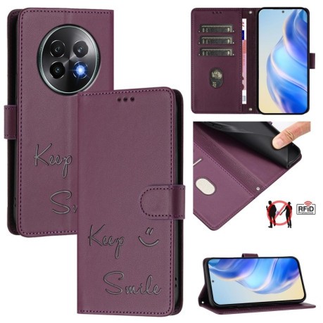 Чохол-книжка Embossing Stripe RFID для Realme 13+ 5G/13 Pro 5G/13 Pro+ - фіолетовий