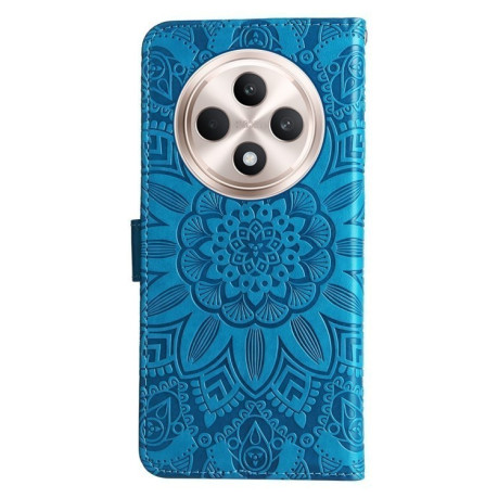 Чехол-книжка Embossed Sunflower для OPPO Reno12 F/12 FS- синий