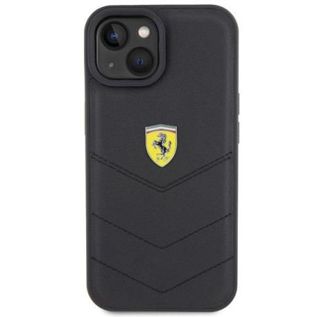 Оригінальний чохол Ferrari Quilted Metal Logo для iPhone 15 - black